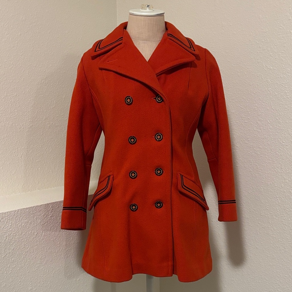 Vintage Seventy Seven Original Double Breasted Blanket Lined Coat Orange